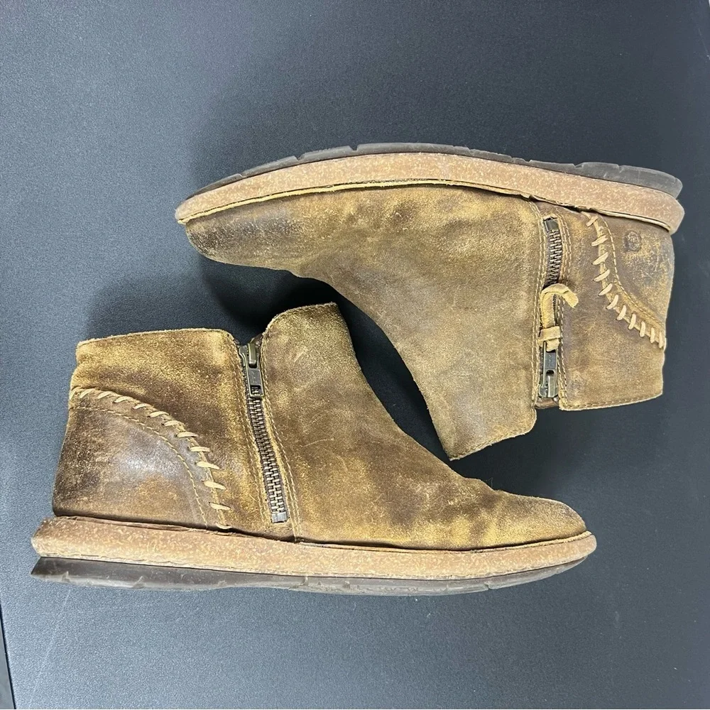 BORN Tavar Distressed Suede Ankle Boots Women’s Size 9 Brown